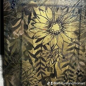 Floral Gold and Black Art Painting